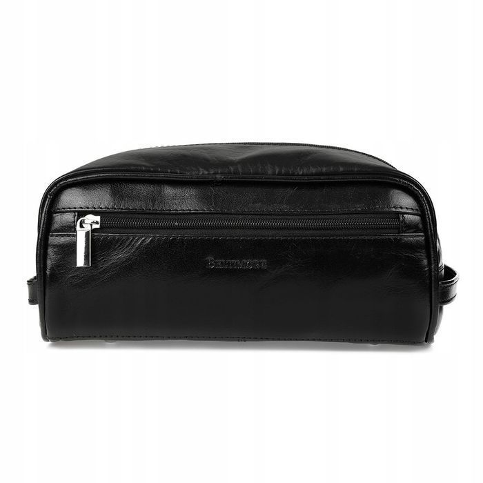 Beltimore kosmetyczka męska Skórzana saszetka duża czarna ze skóry nat