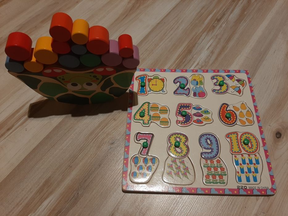 Drewniane zabawki klocki