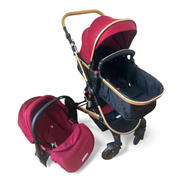 Carrinho de bebé 3 em 1 vermelho - Novo