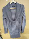 SUPER CENA Sweter Reserved M szary tunika z golfem golf zpaskiem bordo