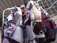 Kurtka ocieplana sweter polar handmade na szydełku gruba ciepła unikat