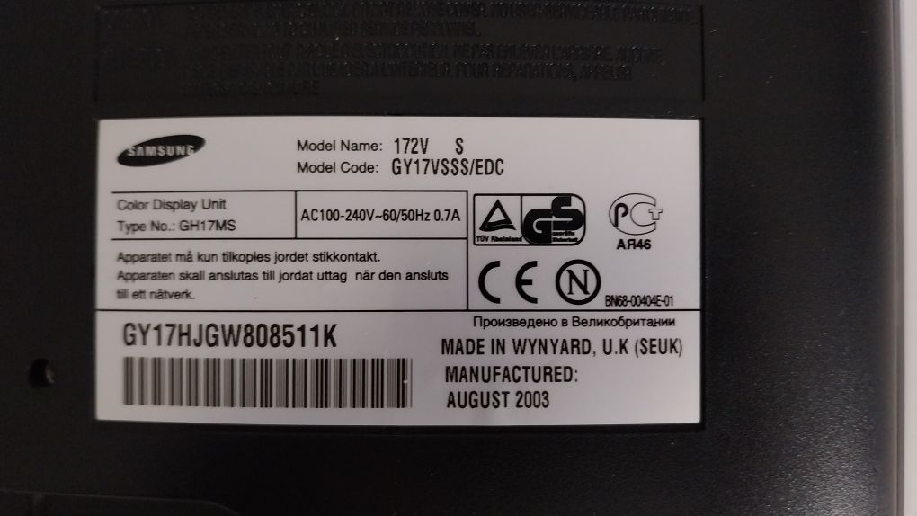 Monitor Samsung SyncMaster 172V