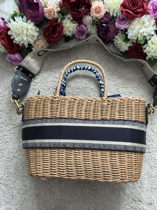 Torebka letnia plazowa na lato koszyk wiklinowy Dior