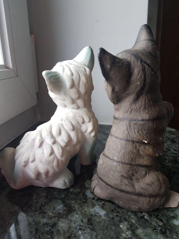 Ceramiczne figurki kotów 2 SZTUKI