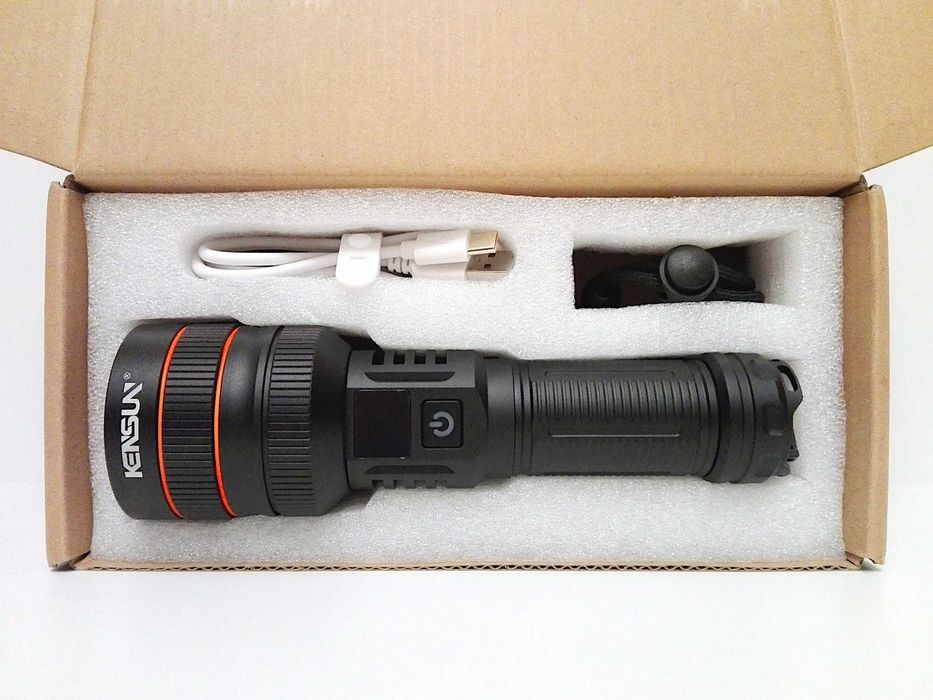 Latarka taktyczna Kensun KS008 Orange z LCD (metalowa/aluminiowa)