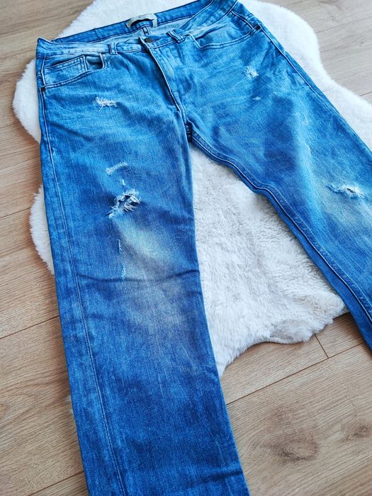 Zara Men spodnie jeansowe męskie z przetarciami modne bawełniane