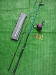 Cana pesca spinning com carreto