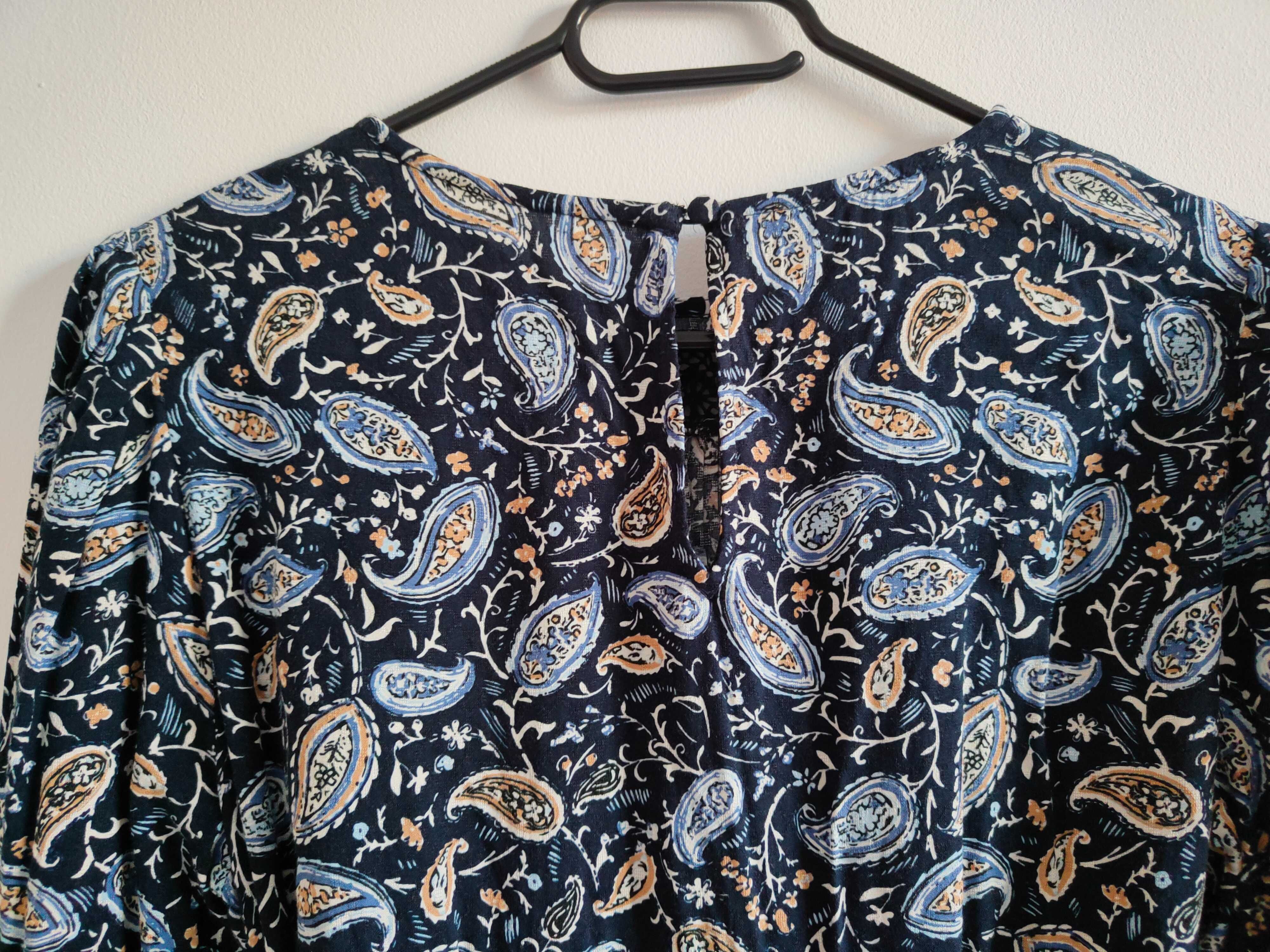 C&A niebieska sukienka boho koronka paisley retro vintage