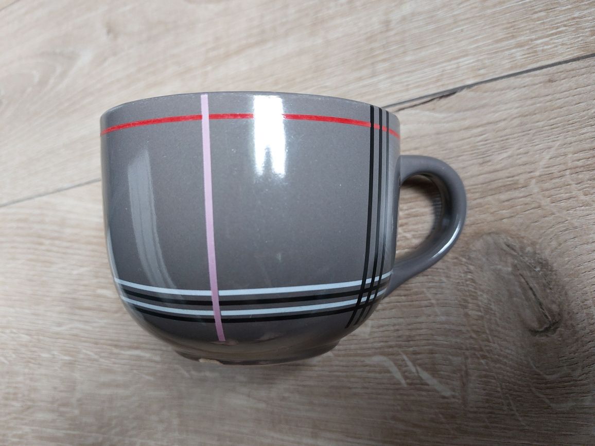 Miska kubek 500ml w kratę ceramiczna krata brąz