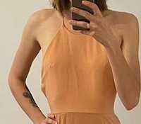 Sukienka pomarańczowa odkryte plecy obcisła wesele studniówka