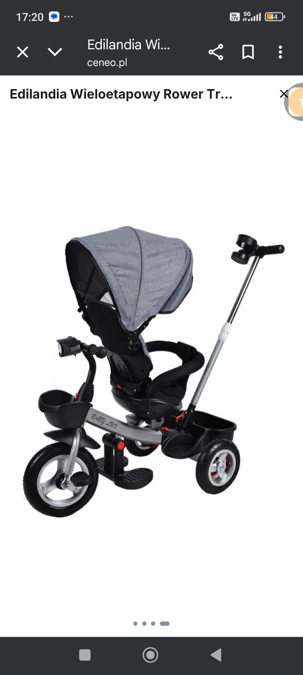 Rowerek Trójkołowy Baby Lux Szary