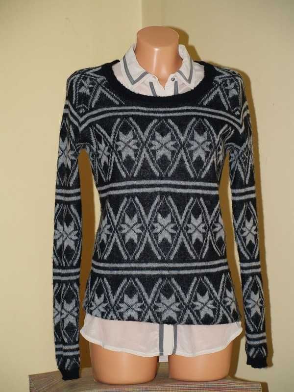 Maison Scotch markowy sweter norweski wzór w rozm.1 S