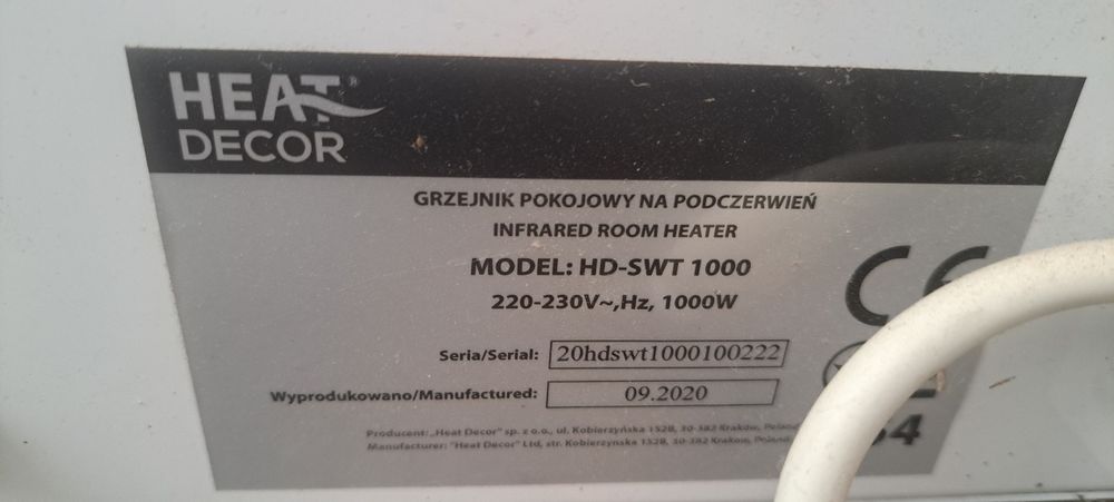 Grzejnik na podczerwień 1000w