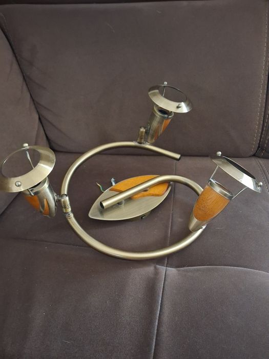 Żyrandol brązowo złoty