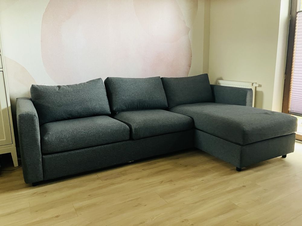 Sofa Ikea Vimle z szezlagiem+skrzynia na posciel+ dod materac jak nowa