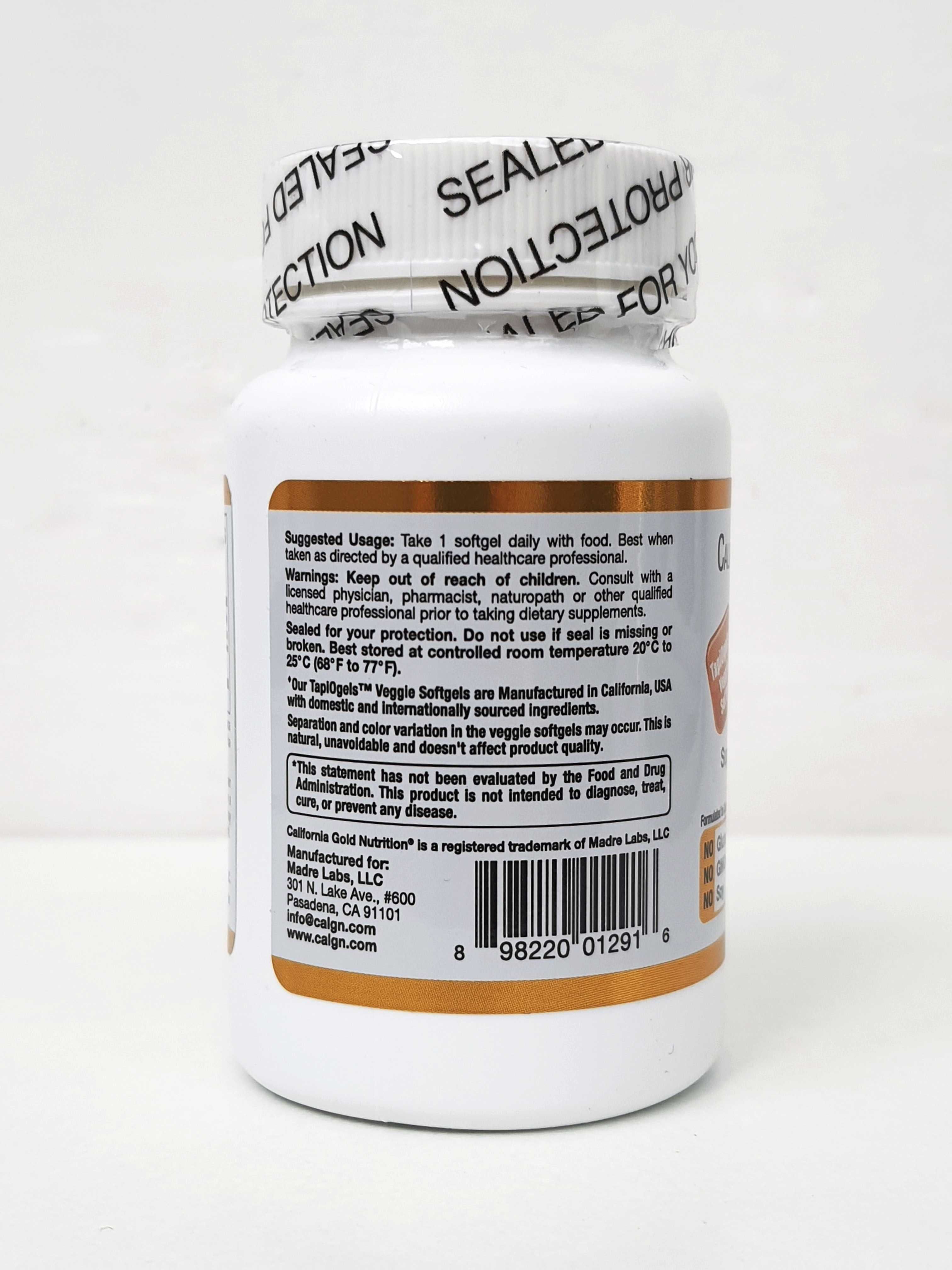 PQQ пирролохинолинхинон California Gold Nutrition, 20 мг, 30 капсул