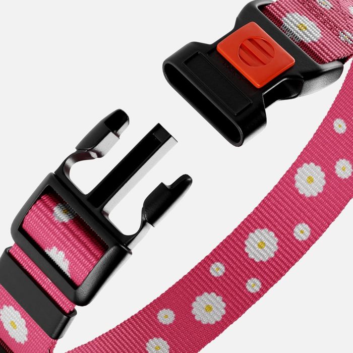 Obroża dla Psa Nylonowa z Klamrą Regulowana Obwód Szyi 30-40 cm Różowa