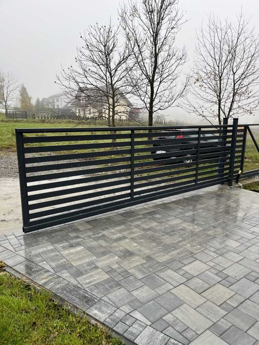 Ogrodzenie panelowe, palisadowe, modułowe - brama przesuwna Wadowice
