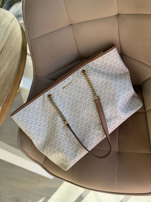 Michael Kors MK torba shopper szopperka duża monogram vanilla