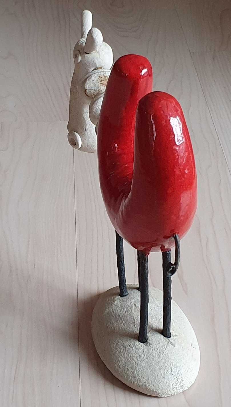 Stylowa figurka ceramiczna - czerwony wielbłąd (25 x 7 x 22 cm)