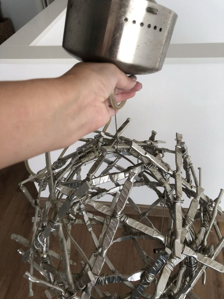 Candeeiro de teto em aço prateado