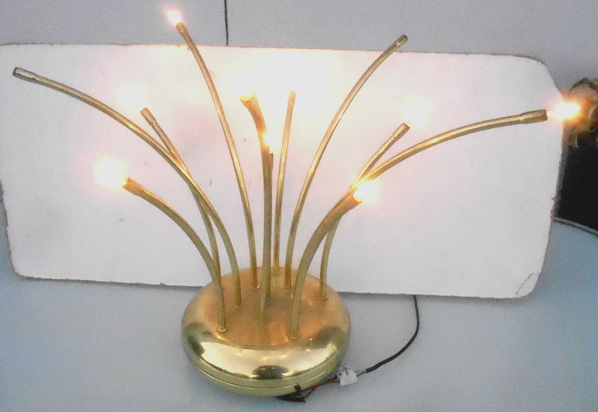 Lampa mosiężna na 11 żarówek G4, unikat, na komodę, biurko  lub sufit