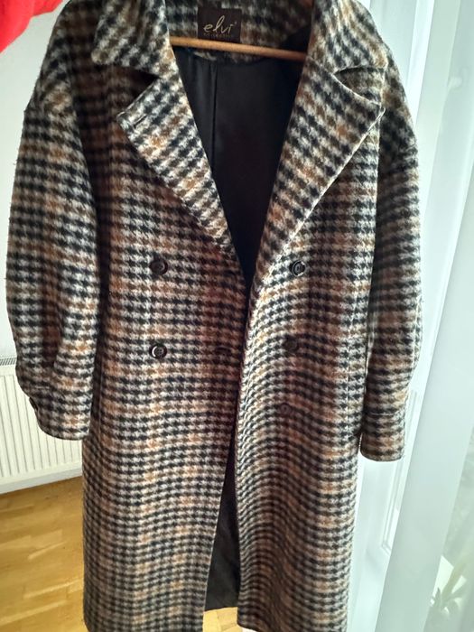 Зимовий плащ в гусячу лапку