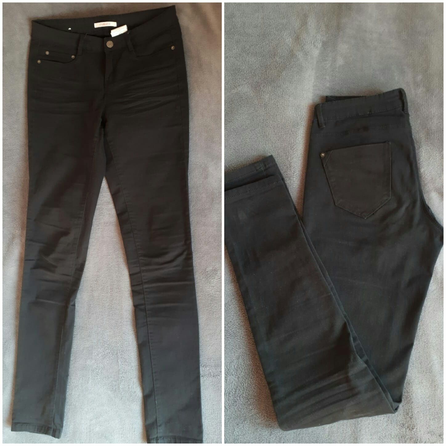 Czarne spodnie z wysokim stanem jeansy S 36