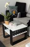 Stolik kawowy z lamelami 55x55 BIAŁY/CZARNY LOFT