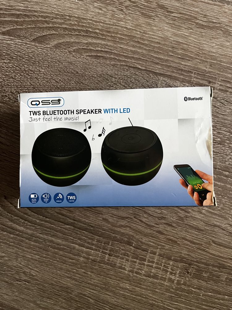 Nowy Zestaw 2 głośników QSS TWS BLUETOOTH SPEAKER LED - Okazja !