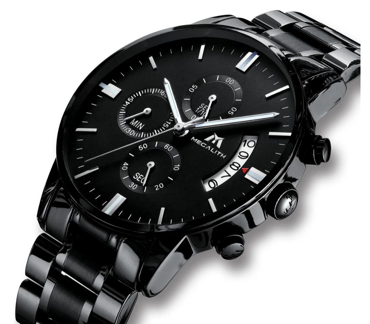 Megalith zegarek Chronograf Stal Japan movt  Wodoodporny męski