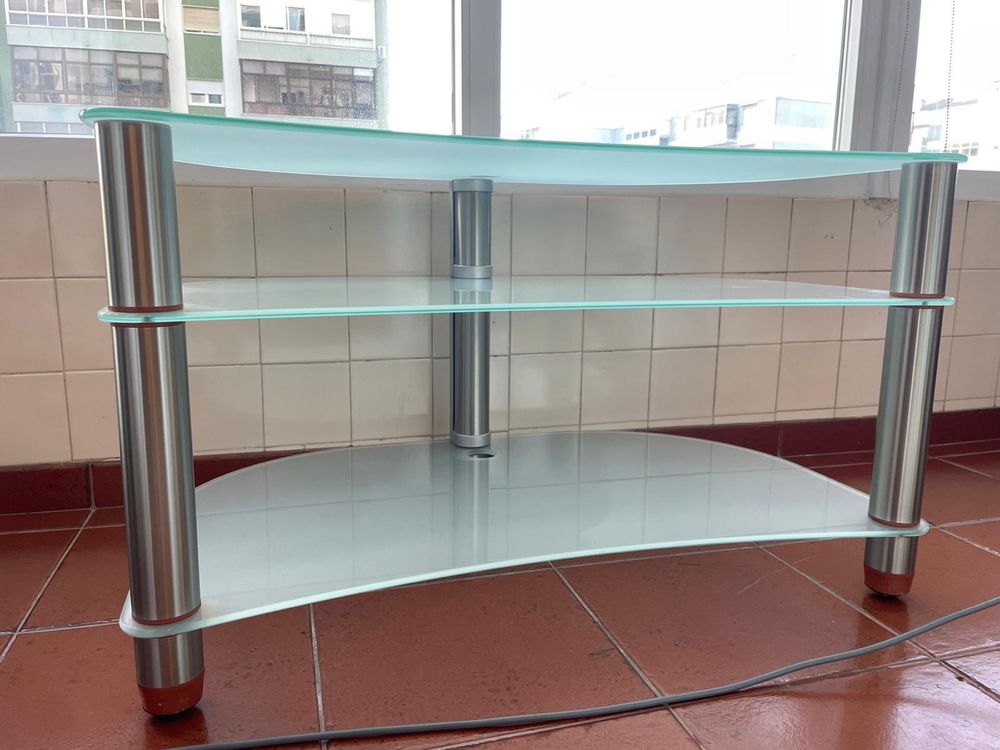 Movel mesa televisao TV marca Spectral, em vidro fosco