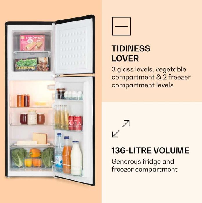 Lodówka czarna Vintage  136L.  Klarstein   S-262