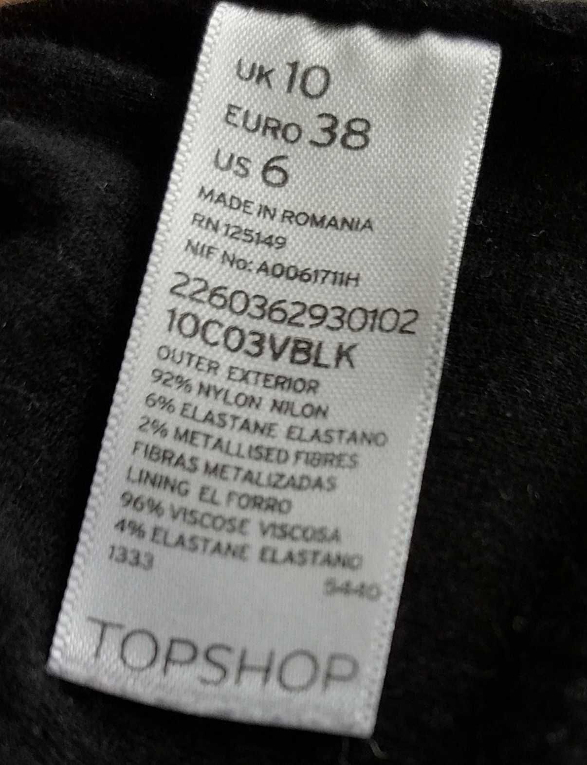 Sukienka TopShop czarna ze złotą nitką - rozmiar 38.