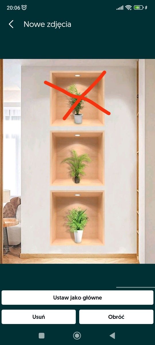 Samoprzylepna naklejka na ścianę prosty wzór rośliny  w donicy -5sztuk