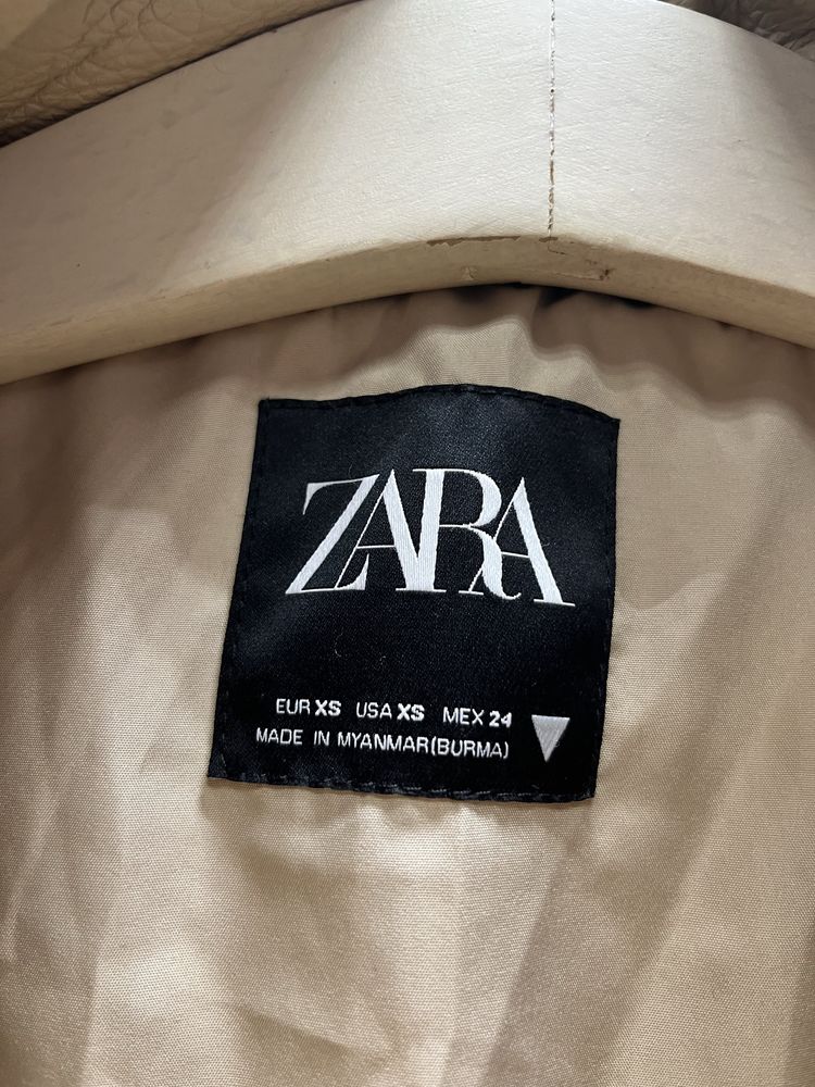 Zara пуфер, пуховик, куртка короткая, кожзам