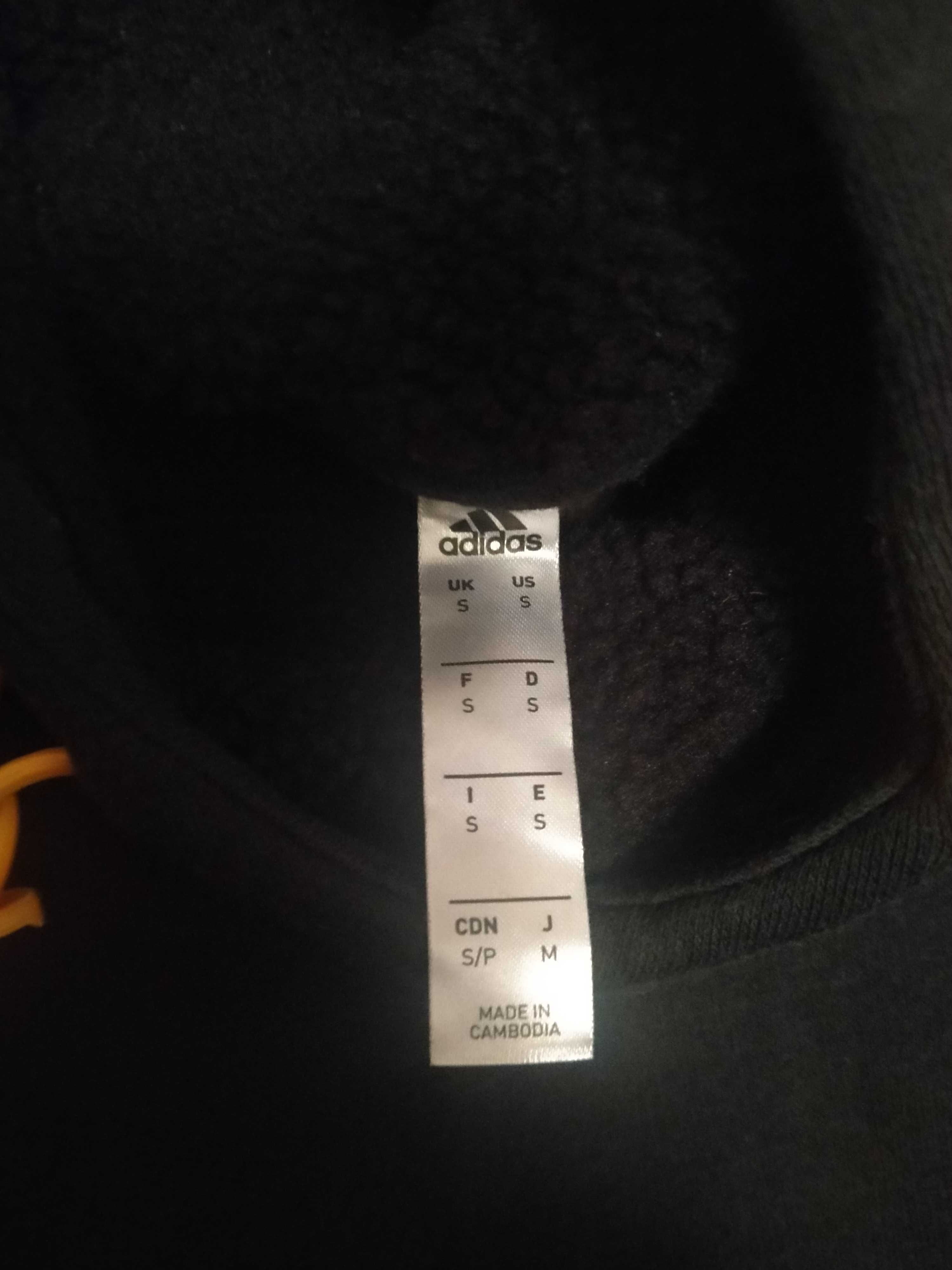 Damska bluza z kapturem, Adidas oryginalna, czarna kangurka, stan BDB
