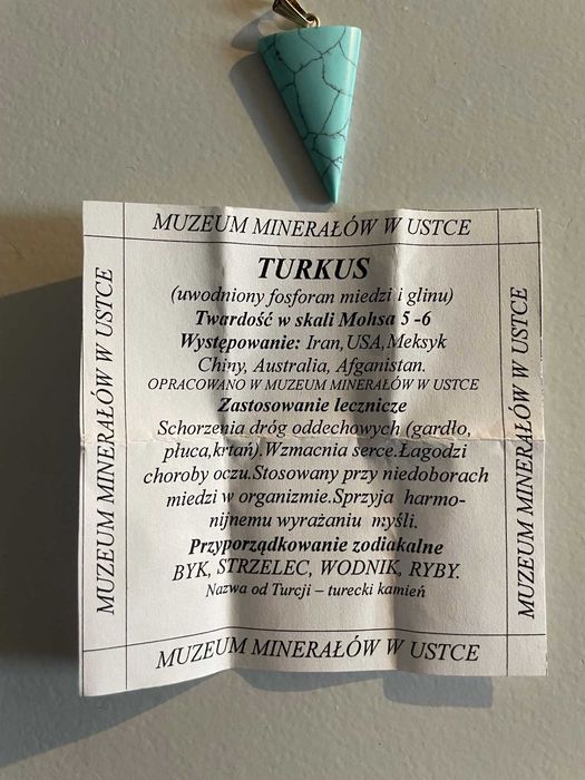 Zawieszka Turkus z uwodnionego fosforanu miedzi i glinu