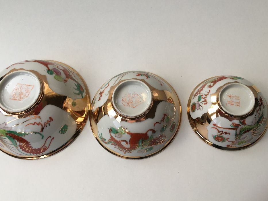 Taças chinesas Dragon&Phoenix , cerca 1930-40