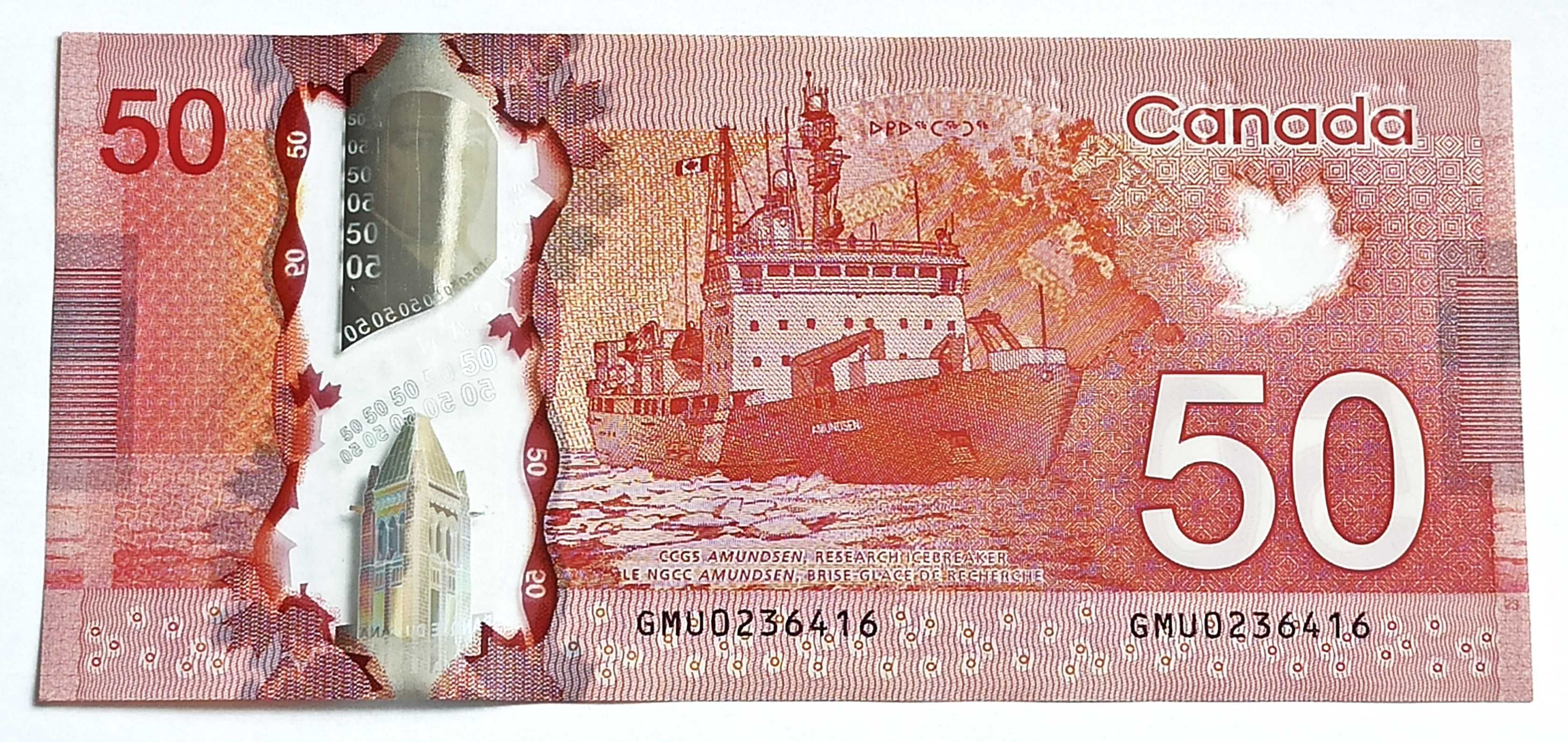 50 $ 2012 r. Kanada, banknot polimerowy