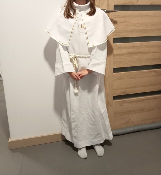 Alba komunijna dla dziewczynki, narzutka, wianek, torebka ok 134