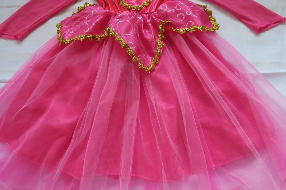 Sukienka karnawałowa księżniczka Aurora r116-122, 5-7 lat strój Aurora