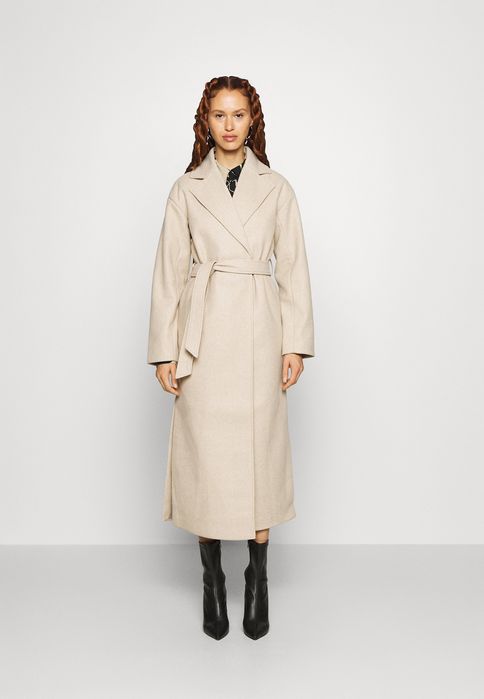 Płaszcz klasyczny beżowy wiązany Anna Field XL