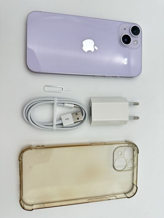 iphone 14 fioletowy Stan Bardzo dobry - 85% Bat - Szkło Hartowane Etui