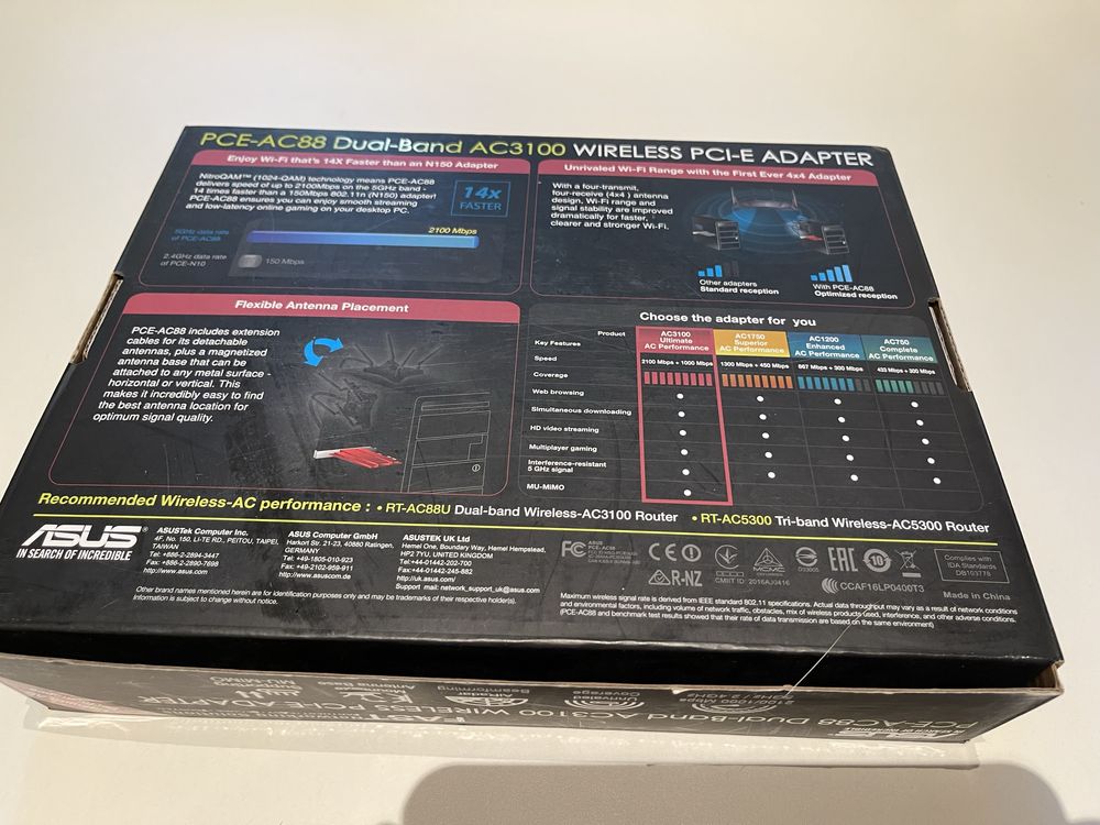 Wi-fi адаптер Asus PCE-AC88 AC3100