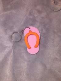 Porta-chaves chinelo rosa e laranja