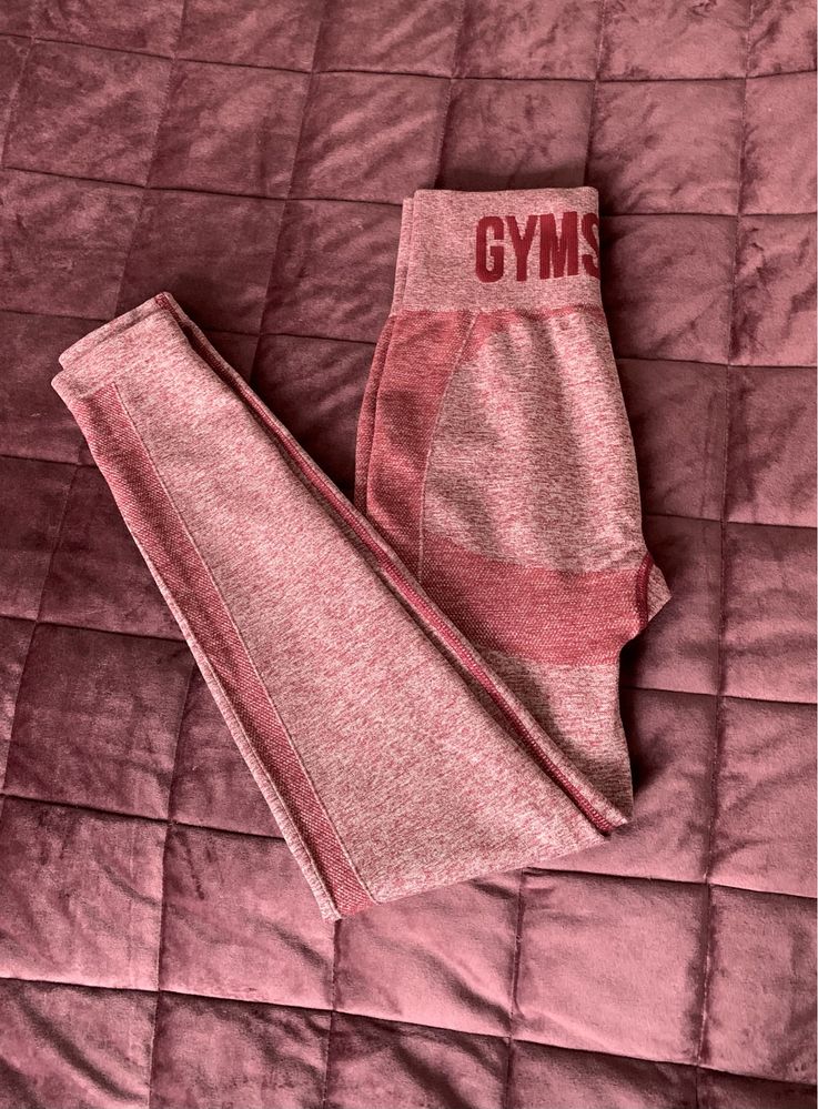 Gymshark legginsy sportowe S na silownie pudrowy roz wysoki stan