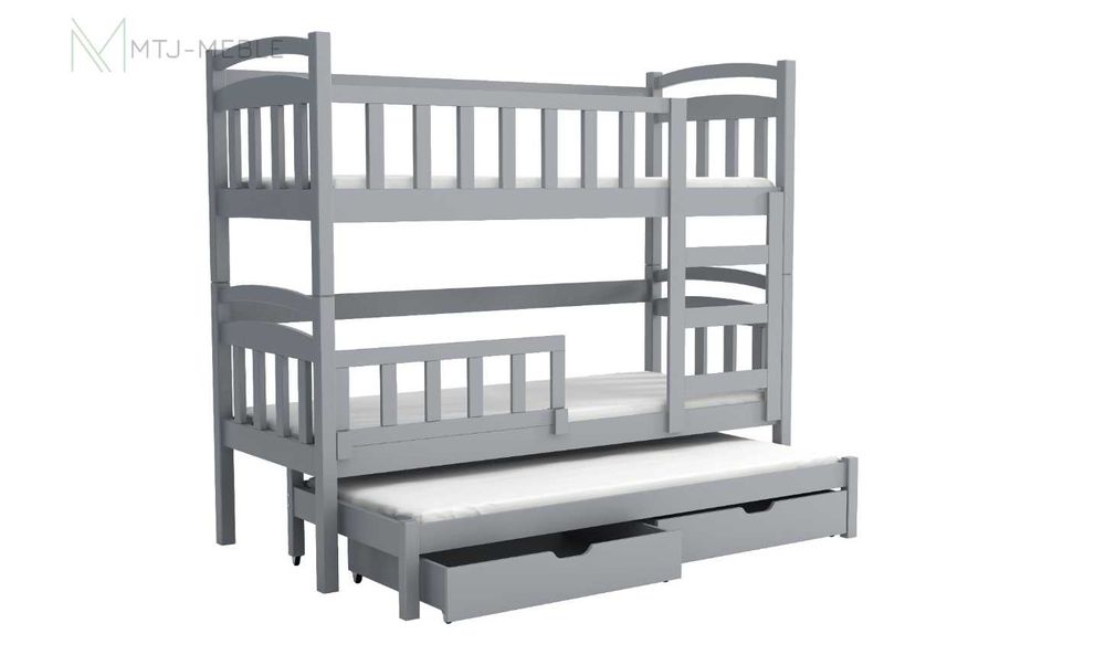 Piętrowe 3 Osobowe łóżko z Materacami Donald! Nowoczesny Model Hit !