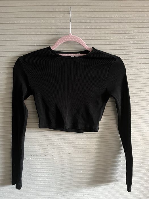 Bluzka, top z długim rękawem, czarny, krótki H&M rozm. XS Divided