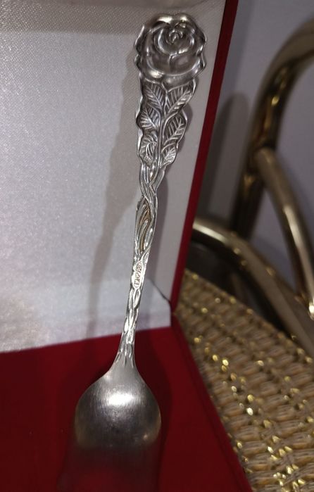 Srebrna Unikatowa antyczna Łyżeczka do cukru